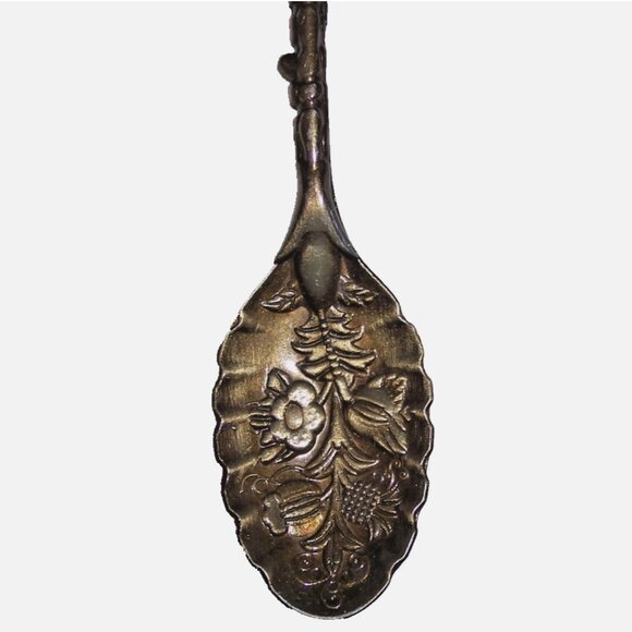 Small Brass Embossed Decorative Sugar Spoon with Crystal Artisan Made - Picture 2 of 2